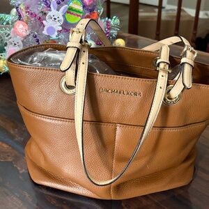 Michael Kors Tan and Cream Leather Shoulder Tote
